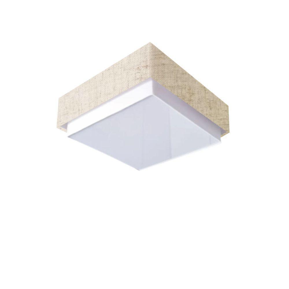 Plafon Quadrado Vivare Md-3089 Cúpula Em Tecido 40x40cm - Bivolt Rustico-bege 127/220v - 1