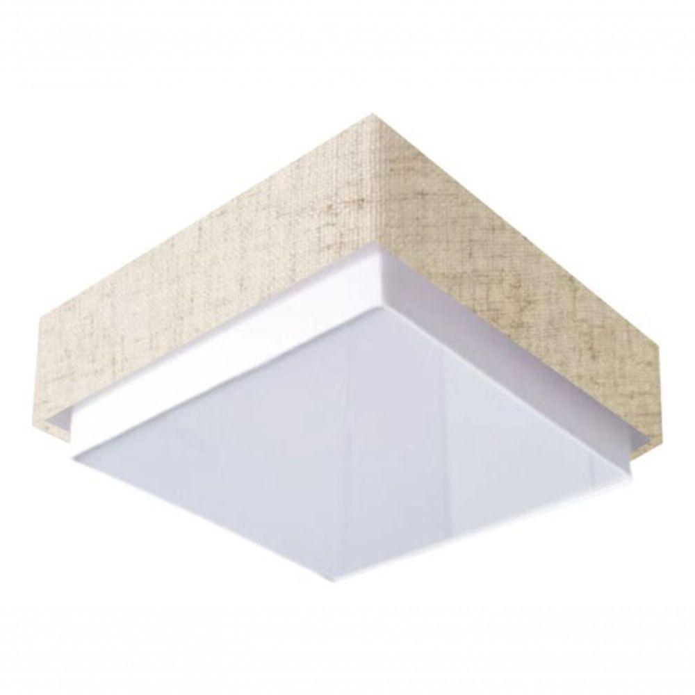 Plafon Quadrado Vivare Md-3089 Cúpula Em Tecido 40x40cm - Bivolt Rustico-bege 127/220v - 3