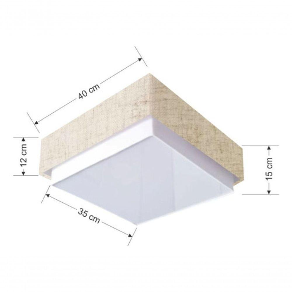 Plafon Quadrado Vivare Md-3089 Cúpula Em Tecido 40x40cm - Bivolt Rustico-bege 127/220v - 4