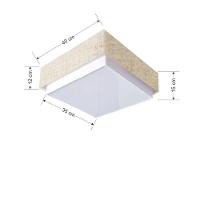 Plafon Quadrado Vivare Md-3089 Cúpula Em Tecido 40x40cm - Bivolt Rustico-bege 127/220v - 2