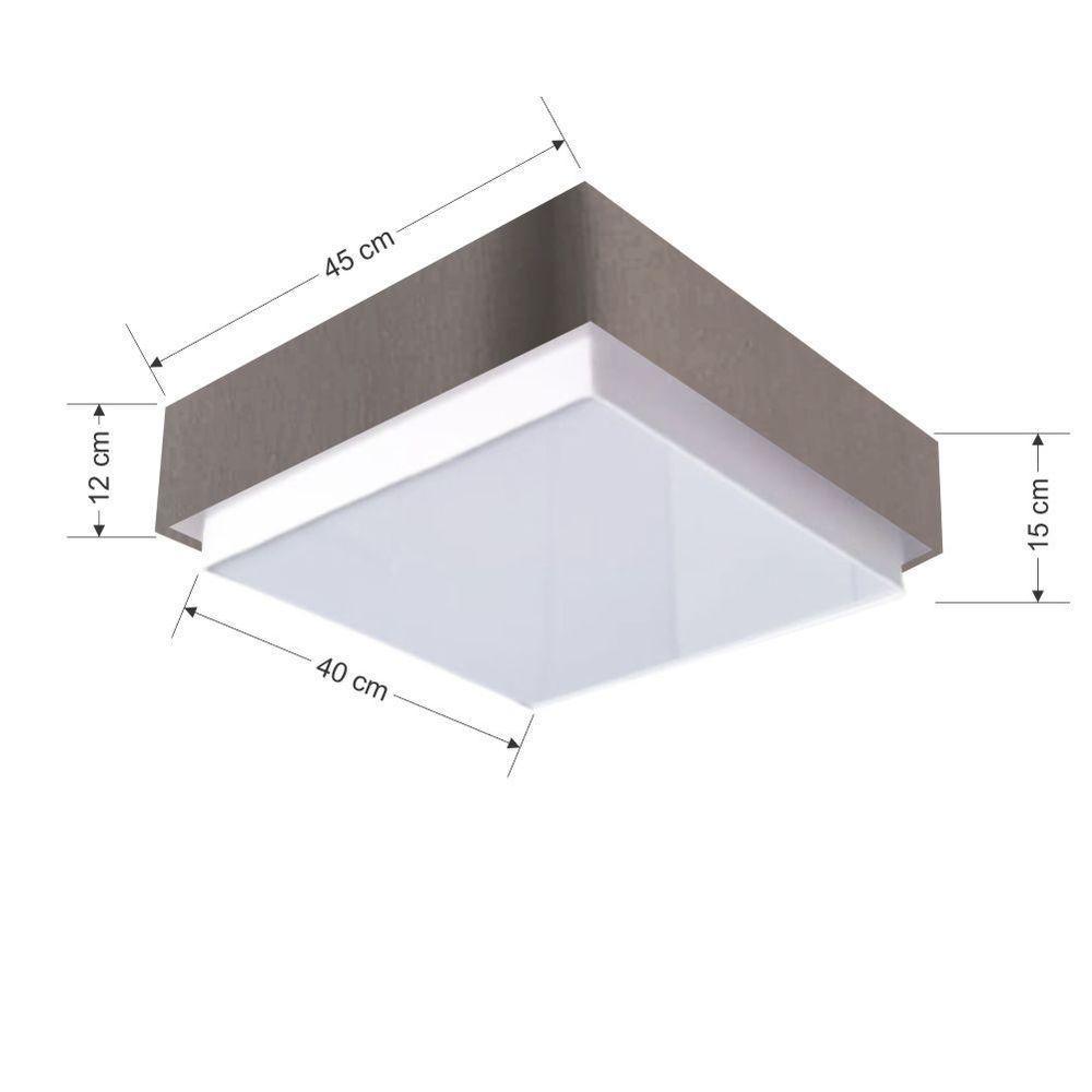 Plafon Quadrado Vivare Md-3090 Cúpula Em Tecido 45x45cm - Bivolt Cinza-escuro 127/220v - 2