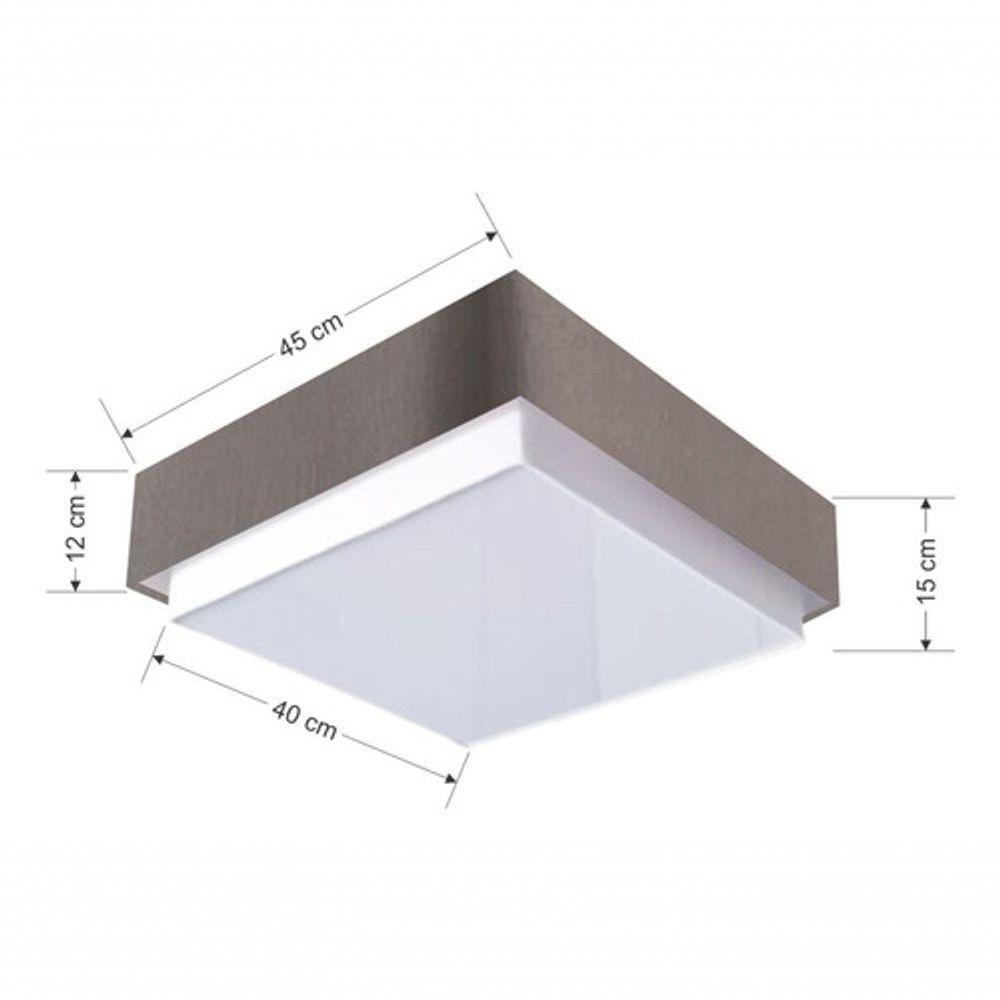 Plafon Quadrado Vivare Md-3090 Cúpula Em Tecido 45x45cm - Bivolt Cinza-escuro 127/220v - 4