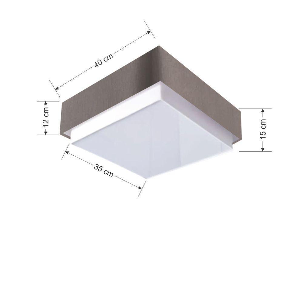 Plafon Quadrado Vivare Md-3089 Cúpula Em Tecido 40x40cm - Bivolt Cinza-escuro 127/220v - 3