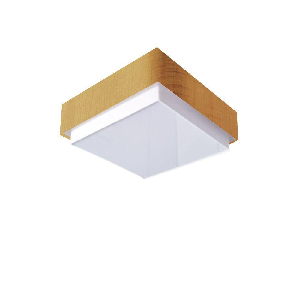 Plafon Quadrado Vivare Md-3089 Cúpula Em Tecido 40x40cm - Bivolt Palha 127/220v - 1