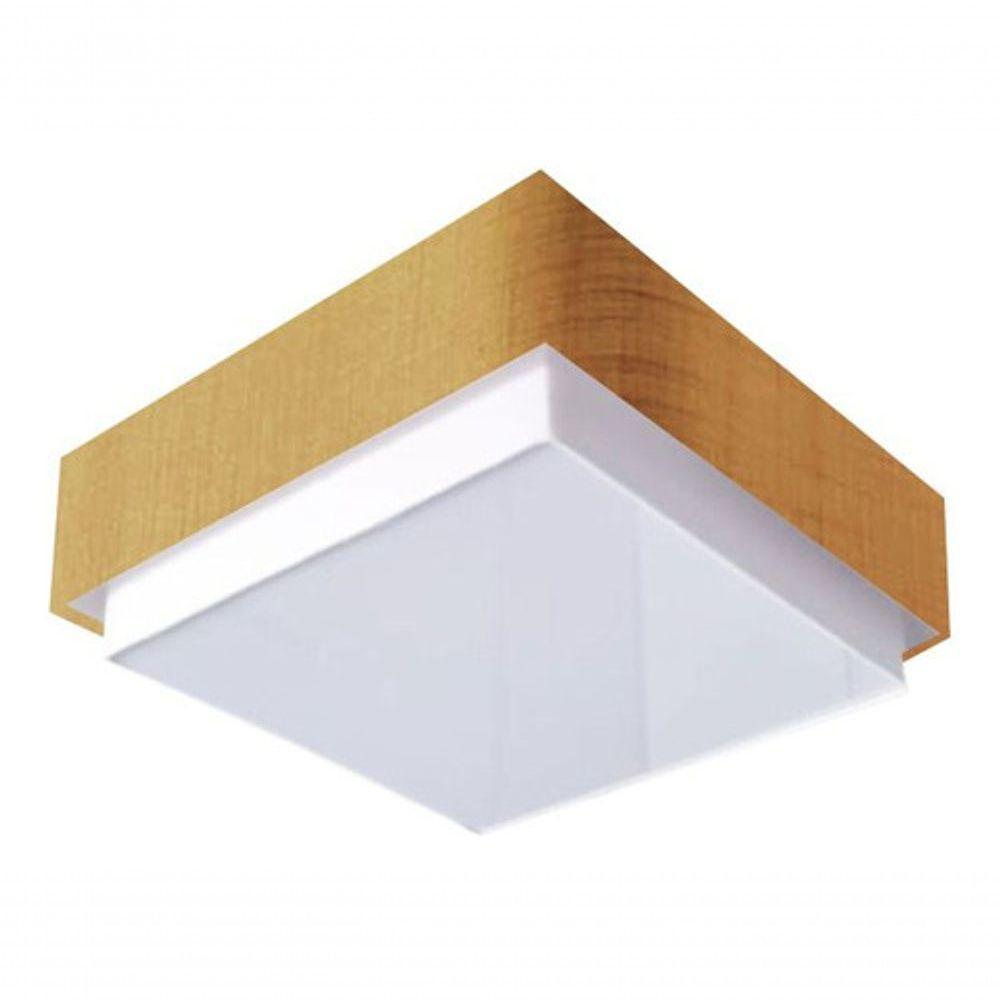 Plafon Quadrado Vivare Md-3089 Cúpula Em Tecido 40x40cm - Bivolt Palha 127/220v - 3
