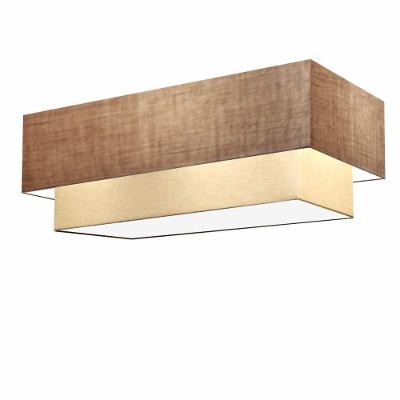 Plafon Duplo Retangular Vivare Md-3072 Cúpula Em Tecido 99x40cm X 80x30cm - Bivolt Palha-bege 127/220v