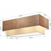 Plafon Duplo Retangular Vivare Md-3072 Cúpula Em Tecido 99x40cm X 80x30cm - Bivolt Palha-bege 127/220v - 4