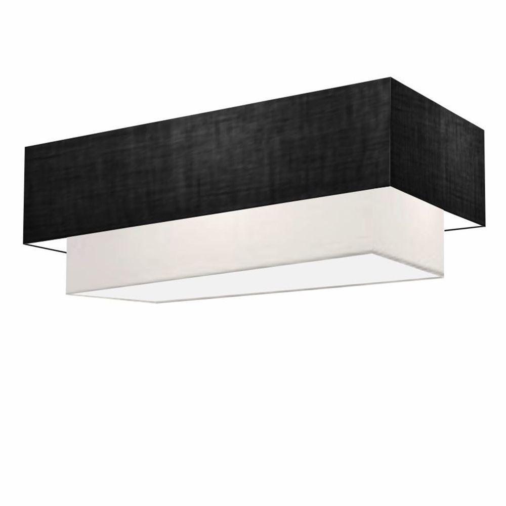 Plafon Duplo Retangular Vivare Md-3072 Cúpula Em Tecido 99x40cm X 80x30cm - Bivolt Preto-branco 127/220v - 2