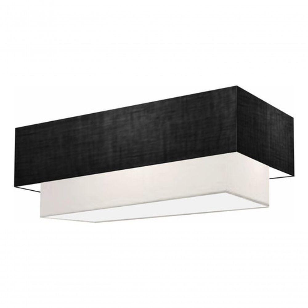 Plafon Duplo Retangular Vivare Md-3072 Cúpula Em Tecido 99x40cm X 80x30cm - Bivolt Preto-branco 127/220v - 3