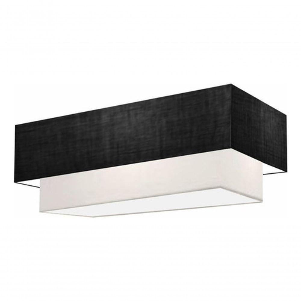 Plafon Duplo Retangular Vivare Md-3072 Cúpula Em Tecido 99x40cm X 80x30cm - Bivolt Preto-branco 127/220v - 4