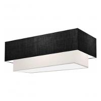 Plafon Duplo Retangular Vivare Md-3072 Cúpula Em Tecido 99x40cm X 80x30cm - Bivolt Preto-branco 127/220v - 3