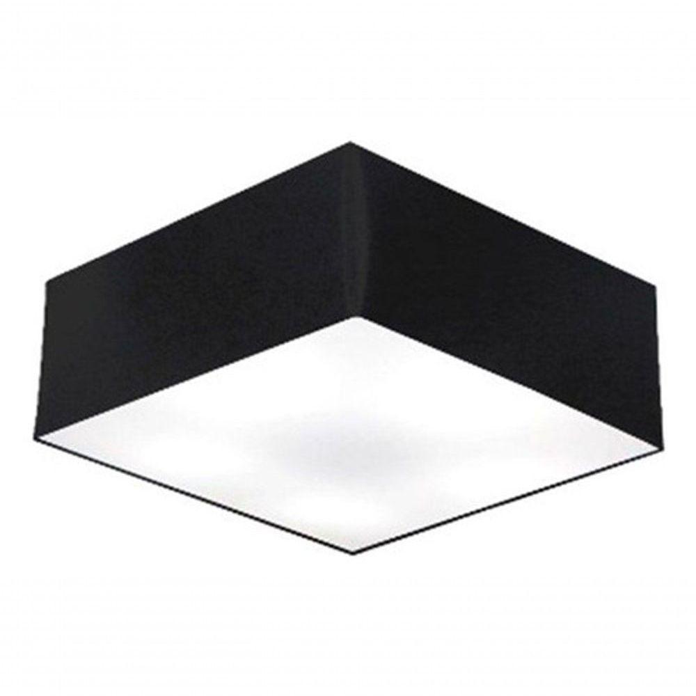 Plafon Quadrado Vivare Md-3050 Cúpula Em Tecido 12/40x40cm - Bivolt Preto 127/220v - 3