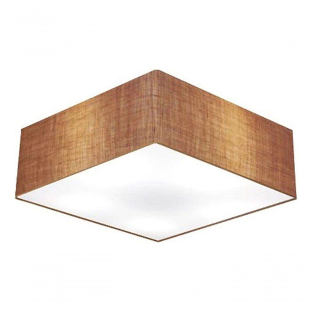 Plafon Quadrado Vivare Md-3051 Cúpula Em Tecido 15/45x45cm - Bivolt Palha 127/220v - 3