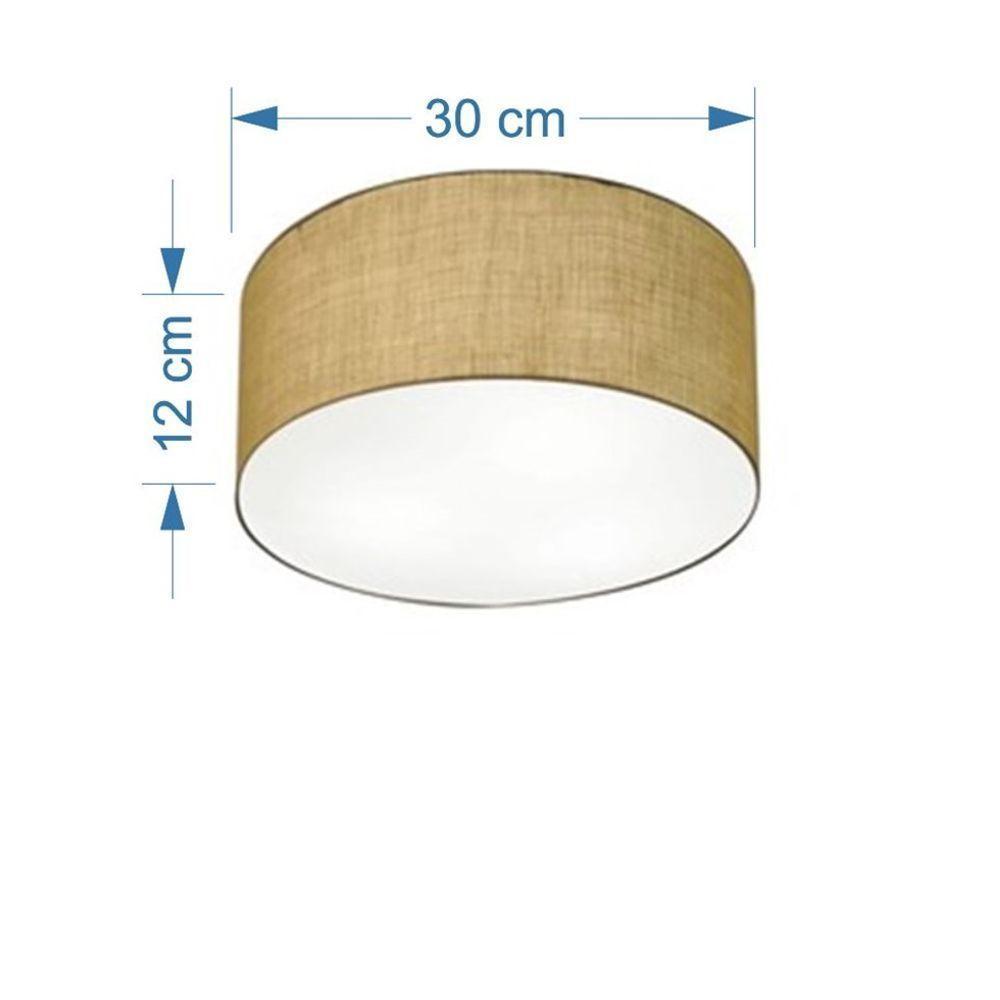 Plafon Cilíndrico Md-3010 Cúpula Em Tecido 30x12cm Palha - Bivolt - 2