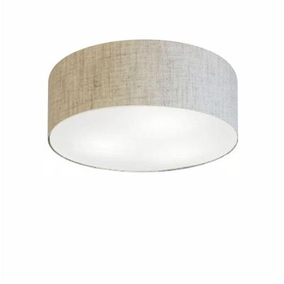 Plafon Cilíndrico Md-3005 Cúpula Em Tecido 40x12cm Rústico Bege - Bivolt