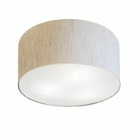 Plafon Cilíndrico Md-3048 Cúpula Em Tecido 50x21cm Linho Bege - Bivolt - 1