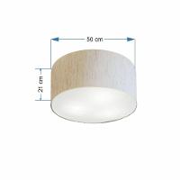 Plafon Cilíndrico Md-3048 Cúpula Em Tecido 50x21cm Linho Bege - Bivolt - 2