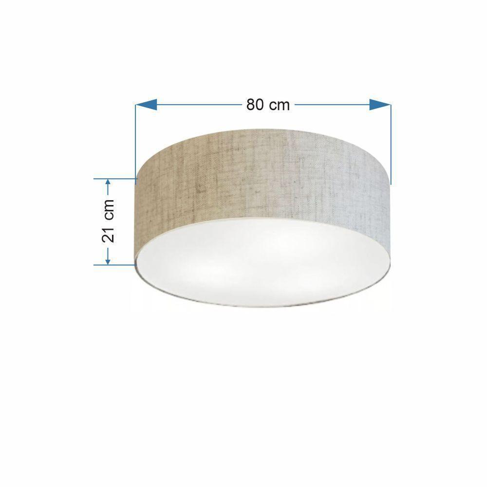 Plafon Cilíndrico Md-3055 Cúpula Em Tecido 80x21cm Rústico Bege - Bivolt - 2
