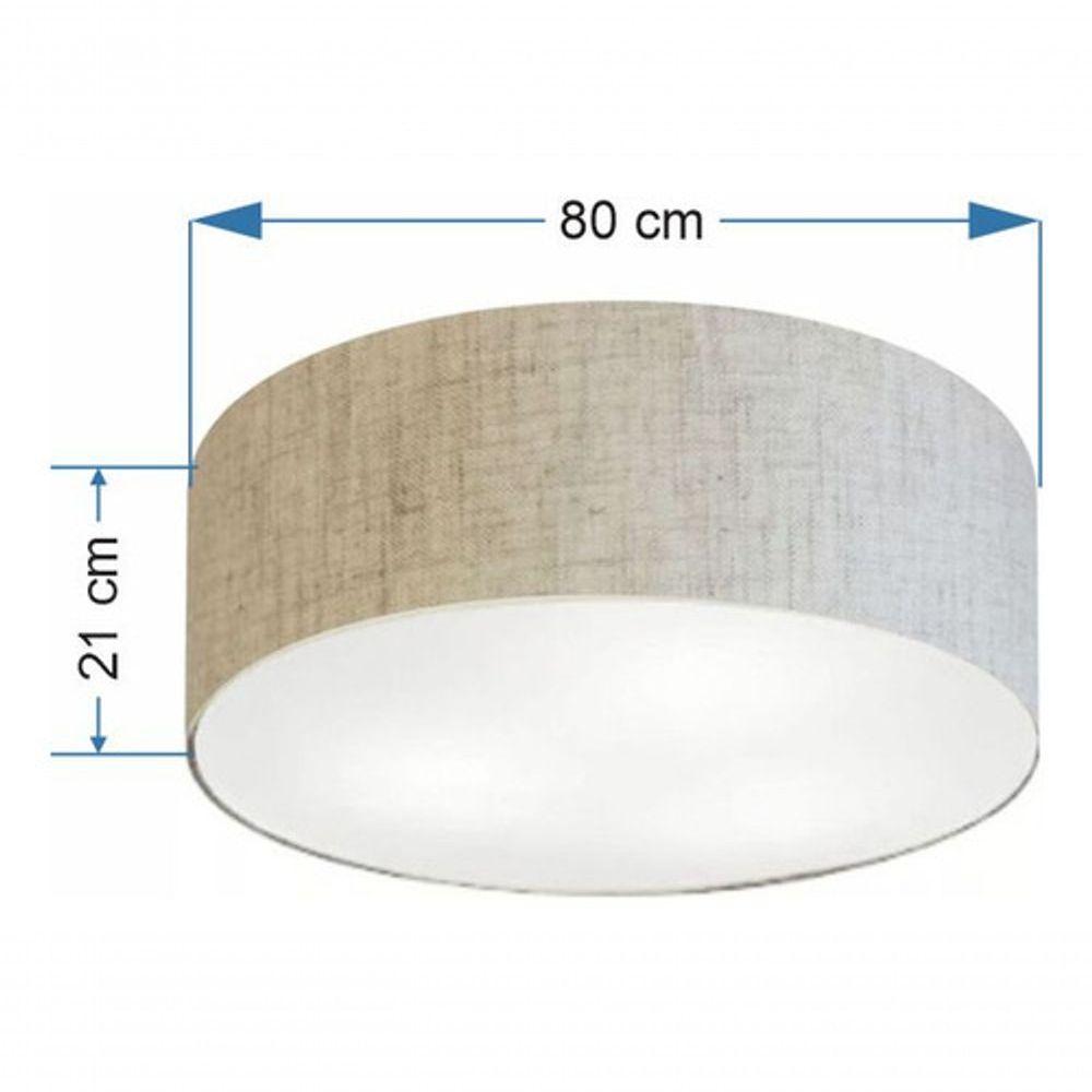 Plafon Cilíndrico Md-3055 Cúpula Em Tecido 80x21cm Rústico Bege - Bivolt - 4