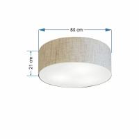 Plafon Cilíndrico Md-3055 Cúpula Em Tecido 80x21cm Rústico Bege - Bivolt - 2
