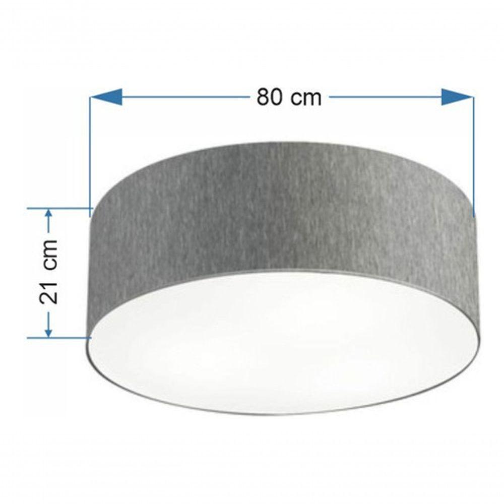 Plafon Cilíndrico Md-3055 Cúpula Em Tecido 80x21cm Rústico Cinza - Bivolt - 4