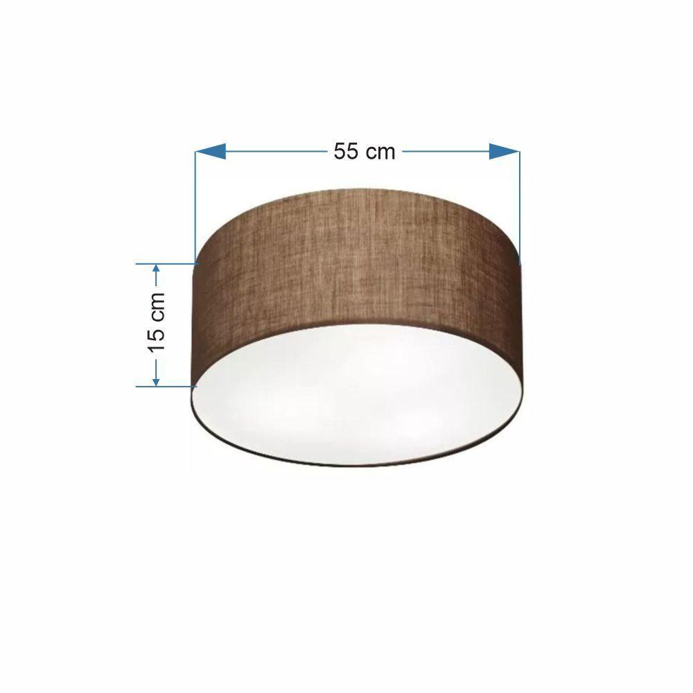 Plafon Cilíndrico Md-3057 Cúpula Em Tecido 55x15cm Café - Bivolt - 2