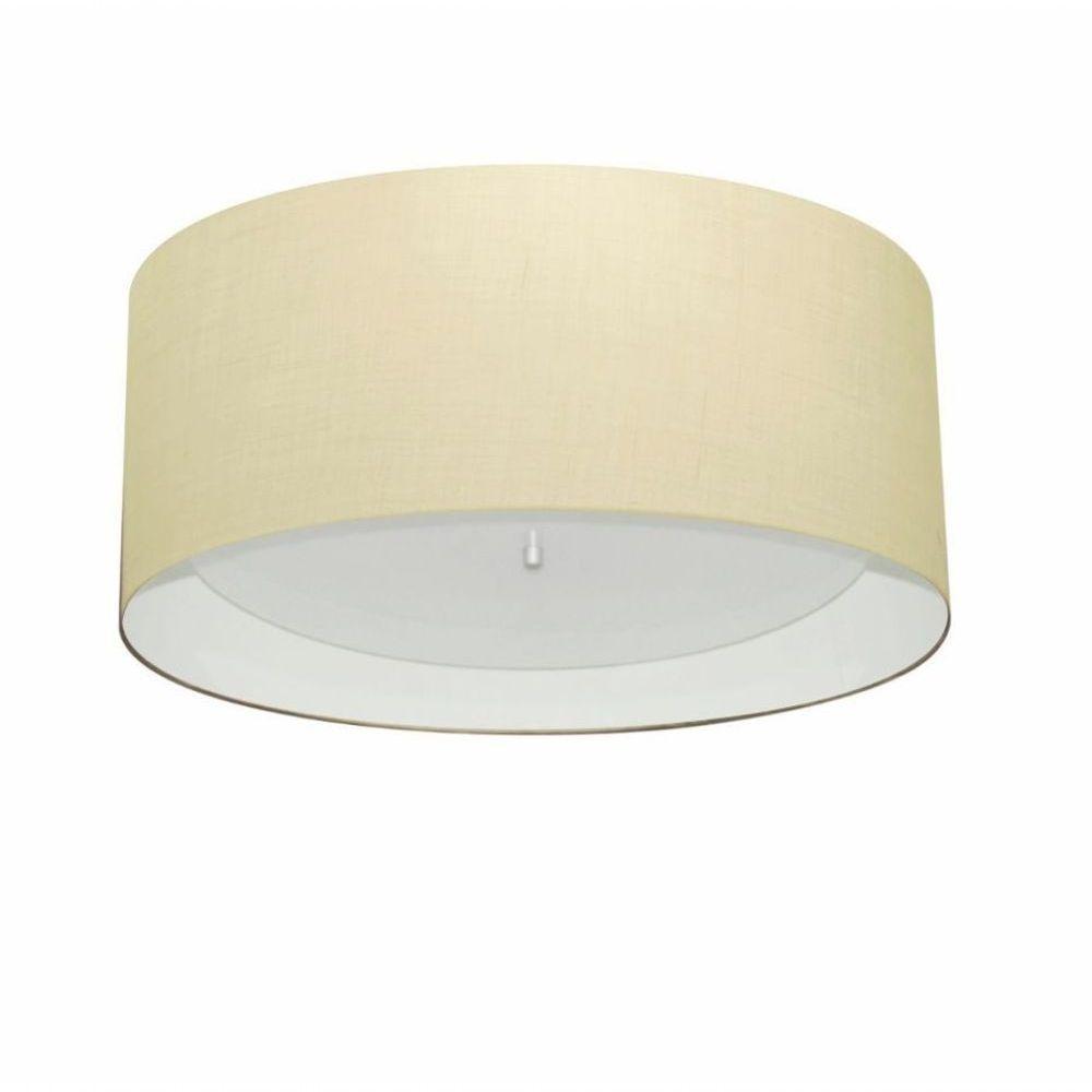 Plafon Cilíndrico Md-3161 Cúpula Em Duplo Tecido 50x25cm Bege / Branco - Bivolt - 1