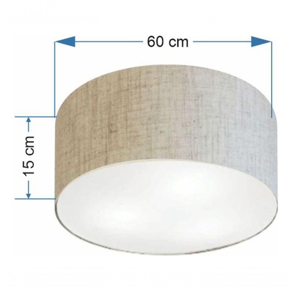 Plafon Cilíndrico Md-3013 Cúpula Em Tecido 60x21cm Rústico Bege - Bivolt - 4