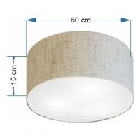 Plafon Cilíndrico Md-3013 Cúpula Em Tecido 60x21cm Rústico Bege - Bivolt - 4
