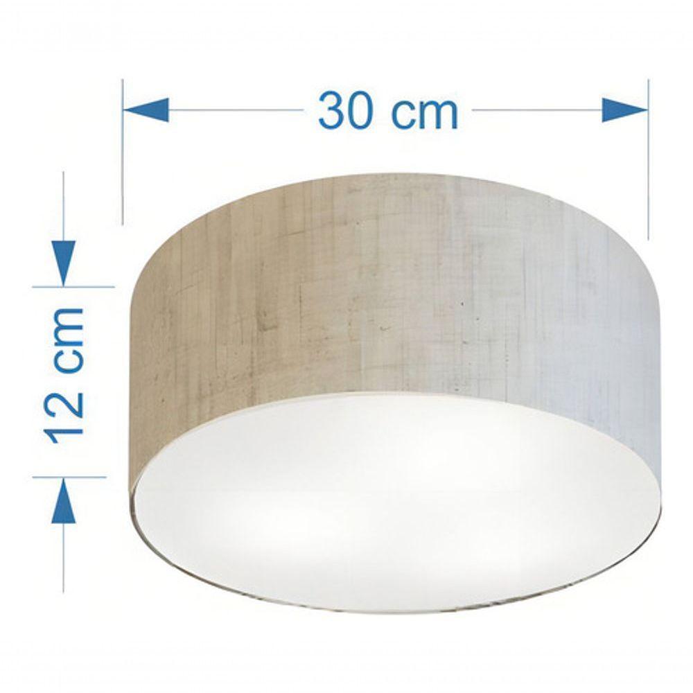 Plafon Cilíndrico Md-3010 Cúpula Em Tecido 30x12cm Rústico Bege - Bivolt - 4