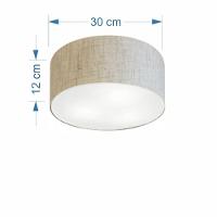 Plafon Cilíndrico Md-3010 Cúpula Em Tecido 30x12cm Rústico Bege - Bivolt - 2