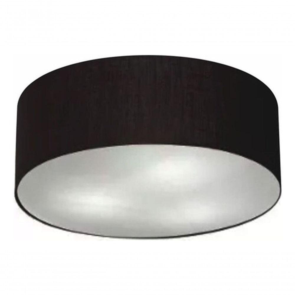 Plafon Cilíndrico Md-3057 Cúpula Em Tecido 55x15cm Preto - Bivolt - 3