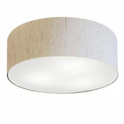 Plafon Cilíndrico Md-3049 Cúpula Em Tecido 70x15cm Linho Bege - Bivolt