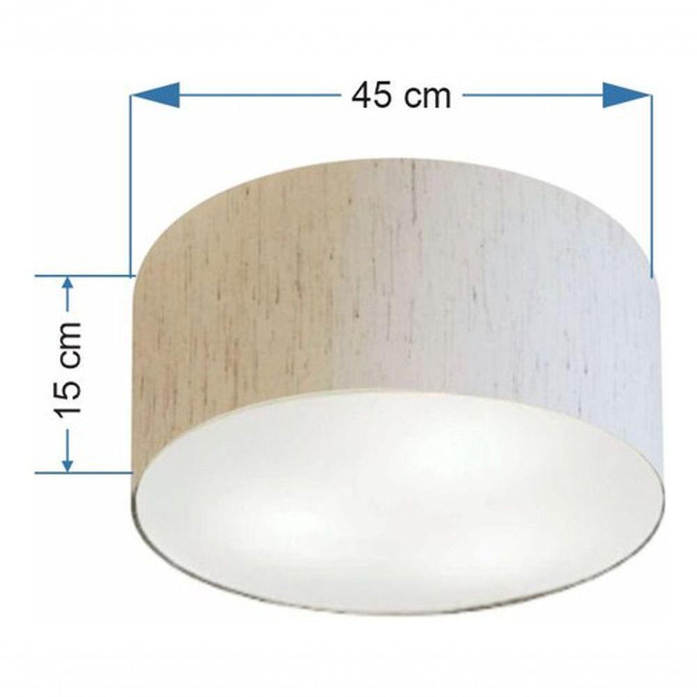 Plafon Cilíndrico Md-3047 Cúpula Em Tecido 45x15cm Linho Bege - Bivolt - 4