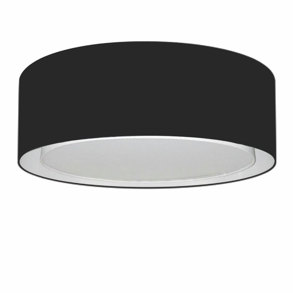 Plafon Duplo Cilíndrico Md-3037 Cúpula Em Tecido 60x25cm Preto - Bivolt - 1