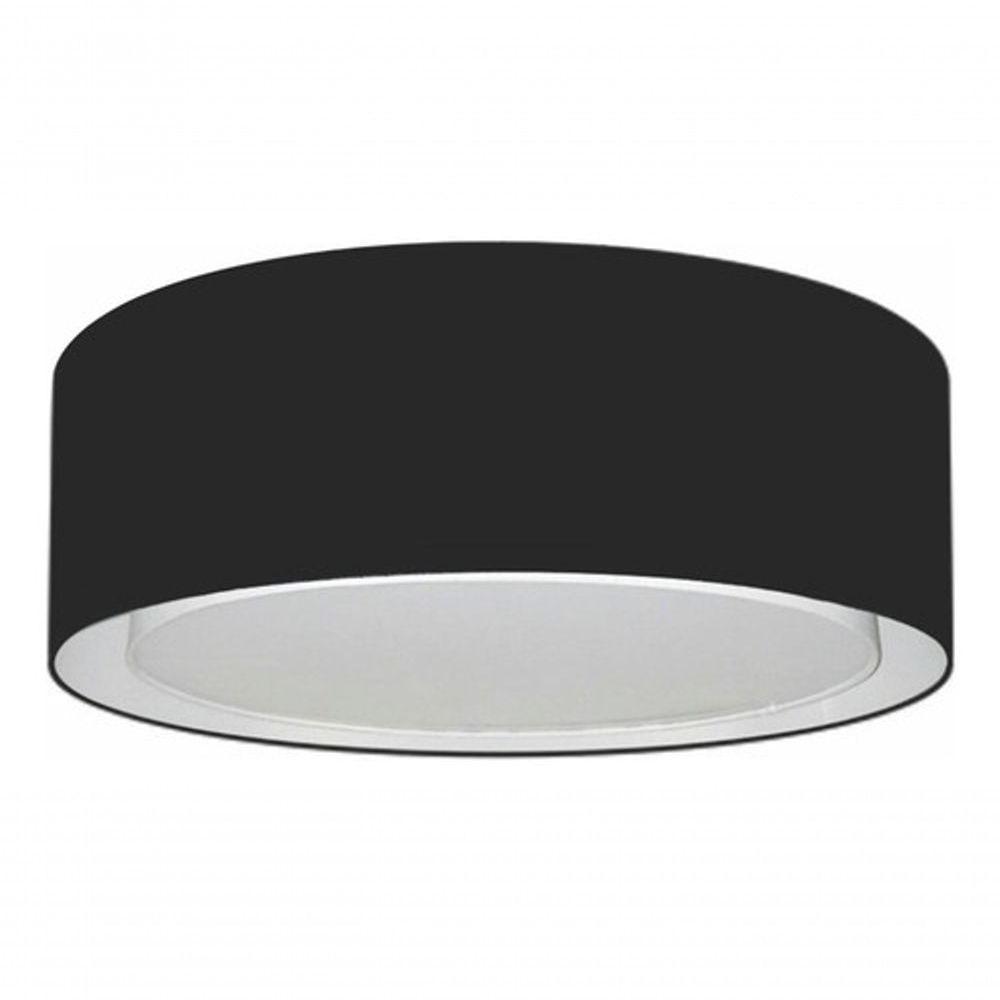 Plafon Duplo Cilíndrico Md-3037 Cúpula Em Tecido 60x25cm Preto - Bivolt - 3