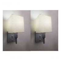 Kit-2 Arandela Quadrada Md-2019 Cinza C- Inter Liga E Desl Cúpula Em Tecido Algodão Crú - Bivolt - 3