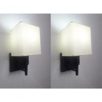 Kit-2 Arandela Quadrada Md-2019 Preto C- Inter Liga E Desl Cúpula Em Tecido Algodão Crú - Bivolt - 3