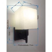 Kit-2 Arandela Quadrada Md-2019 Preto C- Inter Liga E Desl Cúpula Em Tecido Algodão Crú - Bivolt - 4