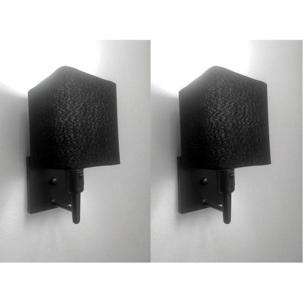 Kit-2 Arandela Quadrada Md-2019 Preto C- Inter Liga E Desl Cúpula Em Tecido Preto - Bivolt - 1