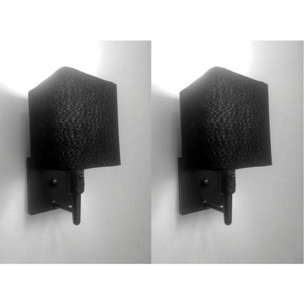 Kit-2 Arandela Quadrada Md-2019 Preto C- Inter Liga E Desl Cúpula Em Tecido Preto - Bivolt - 3