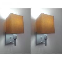 Kit-2 Arandela Quadrada Md-2019 Cinza C- Inter Liga E Desl Cúpula Em Tecido Palha - Bivolt - 3