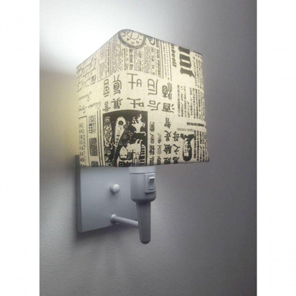 Arandela Quadrada Md-2019 Cinza C- Inter Liga E Desl Cúpula Em Tecido Ny-jornal - Bivolt - 4