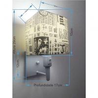 Arandela Quadrada Md-2019 Cinza C- Inter Liga E Desl Cúpula Em Tecido Ny-jornal - Bivolt - 1