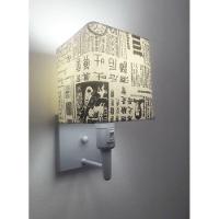 Arandela Quadrada Md-2019 Cinza C- Inter Liga E Desl Cúpula Em Tecido Ny-jornal - Bivolt - 2