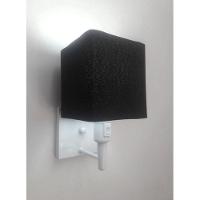 Arandela Quadrada Md-2019 Branco C- Inter Liga E Desl Cúpula Em Tecido Preto - Bivolt - 1