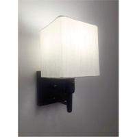 Arandela Quadrada Md-2019 Preto C- Inter Liga E Desl Cúpula Em Tecido Linho Bege - Bivolt - 1