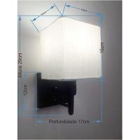 Arandela Quadrada Md-2019 Preto C- Inter Liga E Desl Cúpula Em Tecido Linho Bege - Bivolt - 2