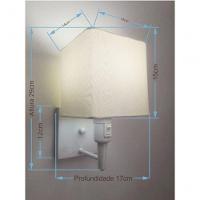 Arandela Quadrada Vivare Md-2019 Base Branco Com Interruptor Cúpula Em Tecido - Bivolt Branco-algodão-crú 127-220v - 4