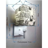 Arandela Quadrada Md-2019 Branco C- Inter Liga E Desl Cúpula Em Tecido Ny-jornal - Bivolt - 2